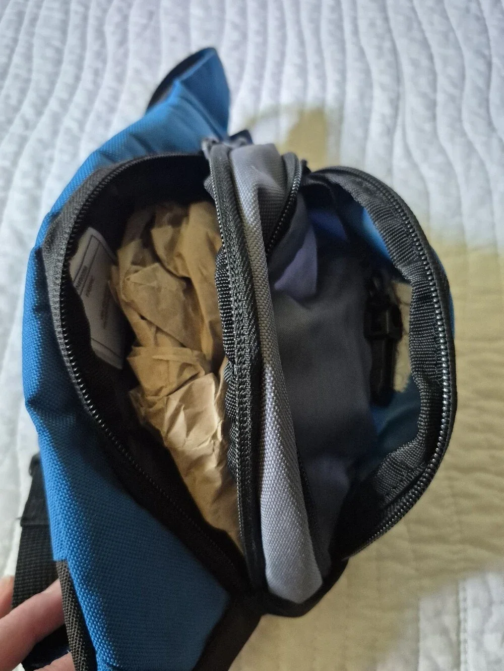 Vintage adidas Blue and Black Waist Bag with Gray Trim